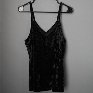 2/$13 SheIn Size Large Black Crushed Velvet Strappy Cami Tank Romantic Soft